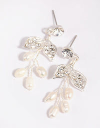 Silver Diamante and Pearl Wire Necklace and Earrings Set - link has visual effect only