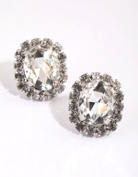 Rhodium Teardrop Surrounded Necklace and Earrings Set - link has visual effect only