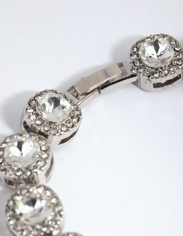 Rhodium Classic Halo Bracelet
