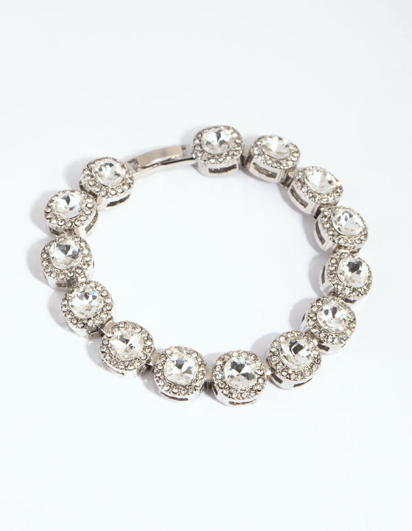 Rhodium Classic Halo Bracelet