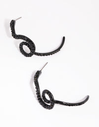 Matte Black Pave Snake Hoop Earrings - link has visual effect only