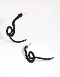 Matte Black Pave Snake Hoop Earrings - link has visual effect only