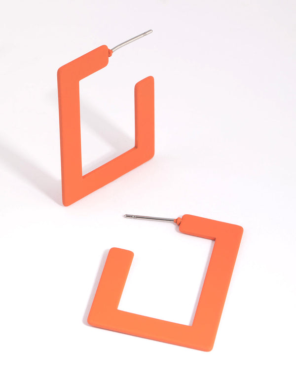 Matte Copper Rectangular Hoop Earrings
