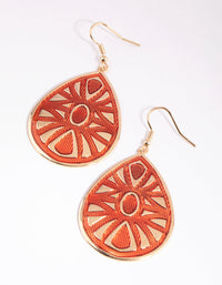 Gold Patterend Teardrop Earrings - link has visual effect only