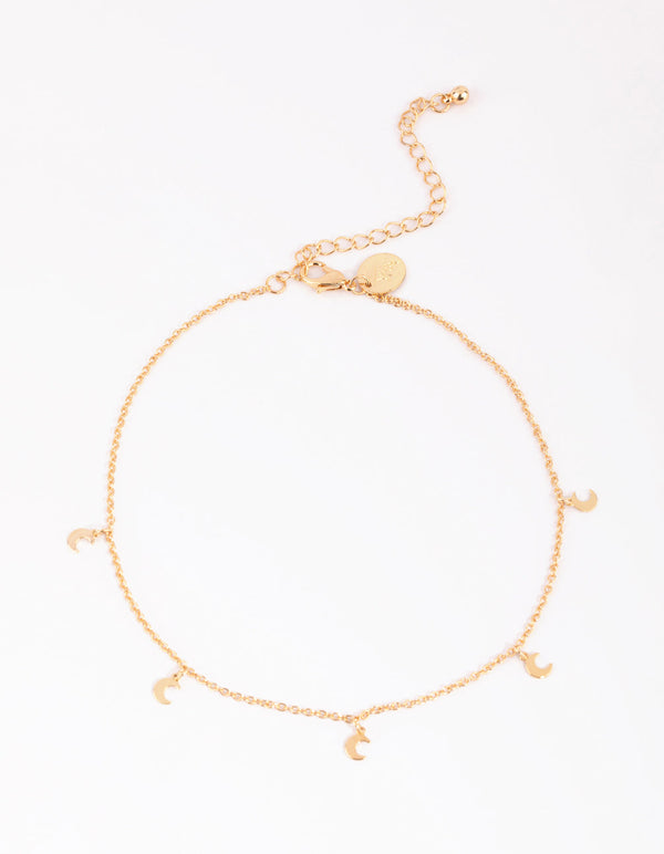 Gold Moon Phase Choker Necklace