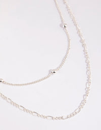 Silver Figaro Layered Necklace - link has visual effect only