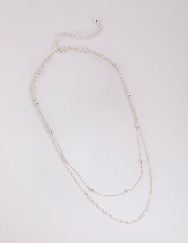 Silver Figaro Layered Necklace