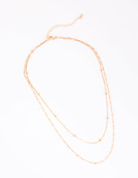 Gold Fine and Figaro Layered Necklace - link has visual effect only