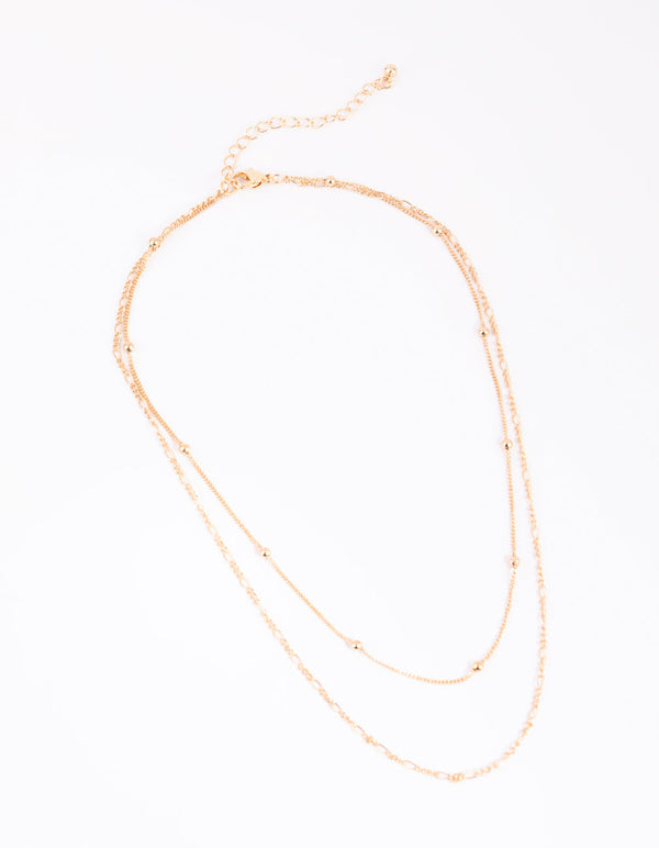 Gold Fine and Figaro Layered Necklace