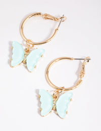 Blue Butterfly Hoop Earrings - link has visual effect only