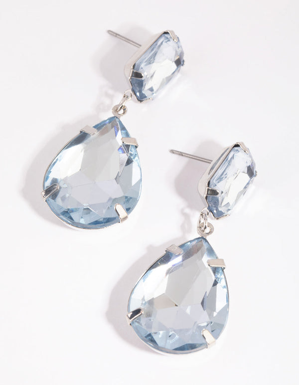 Blue Teardrop Statement Earrings