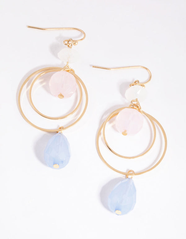 Gold Layered Gem Drop Earrings