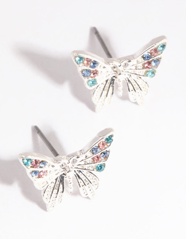 Rainbow Butterfly Stud Earrings
