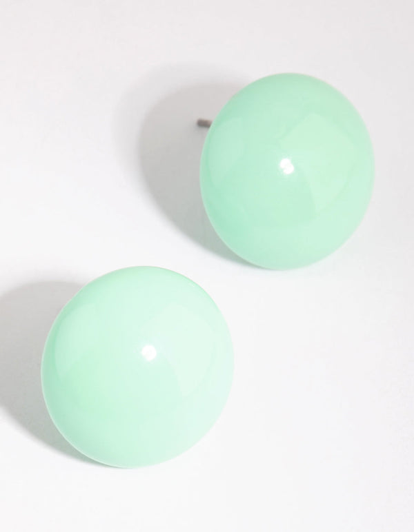 Mint Button Stud Earrings