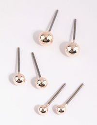 Rose Gold Dainty Ball Stud Earring Pack - link has visual effect only