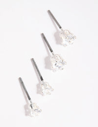 Silver Cubic Zirconia Stud Earring Set - link has visual effect only
