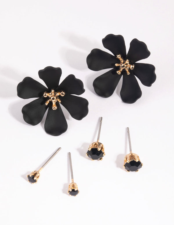 Large Black Stud Earring Pack