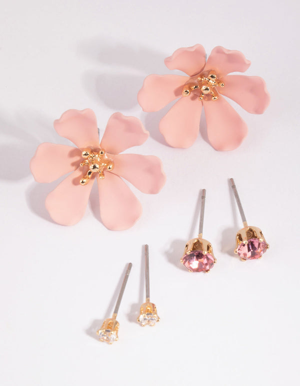 Blush Flower Stud Earring Pack
