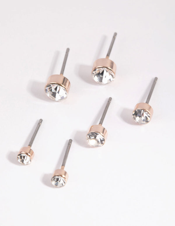 Gold Diamante Stud Earring Pack