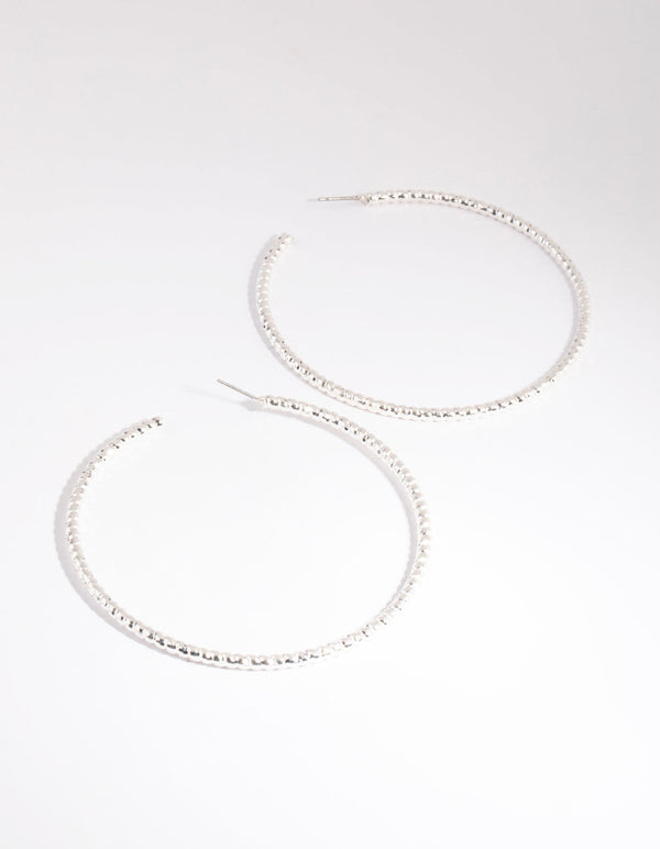 Silver Textured Hoop Earrings