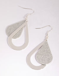 Silver Glitter Teardrop Earrings - link has visual effect only