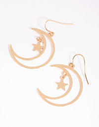 Gold Moon and Star Drop Earrings - link has visual effect only