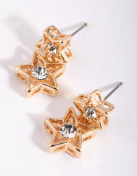Gold Diamante and Star Stud Earrings - link has visual effect only