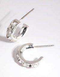 Silver Square Huggie Earrings - link has visual effect only