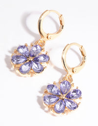 Gold Buttercup Flower Huggie Earrings - link has visual effect only