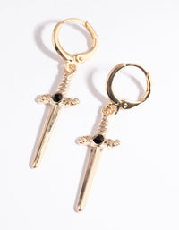 Gold Dagger Huggie Earrings - link has visual effect only