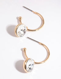 Gold Diamante and Circle Huggie Earrings - link has visual effect only