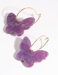 Purple Butterfly Hoop Earrings - link has visual effect only