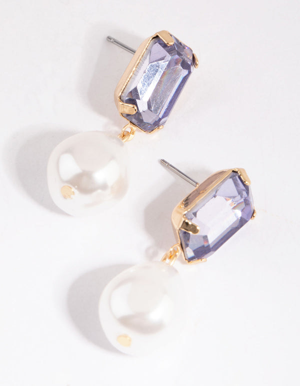 Purple Pearl Drop Earrings