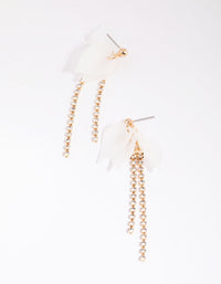 Gold Petal and Diamante Drop Earrings - link has visual effect only