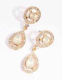 Gold Diamante Teardrop Drop Earrings - link has visual effect only