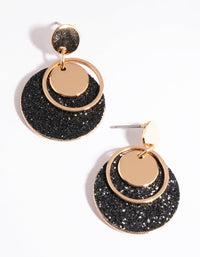 Black Circular Drop Earrings - link has visual effect only