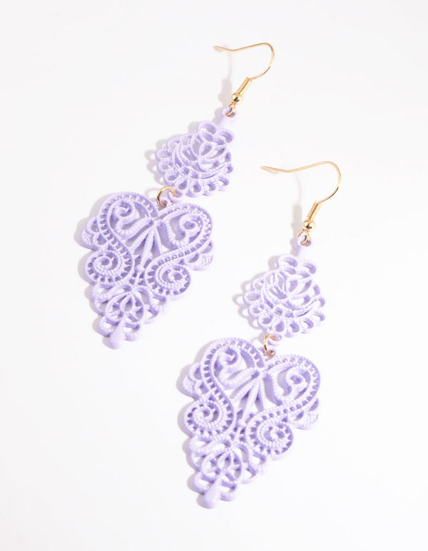 Lilac Filigree Drop Earrings