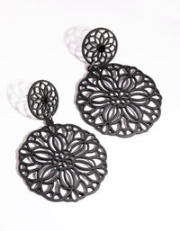 Matte Black Filigree Drop Earrings - link has visual effect only