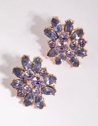Purple Diamante Stud Earrings - link has visual effect only