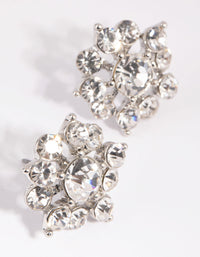 Silver Diamante Flower Stud Earrings - link has visual effect only