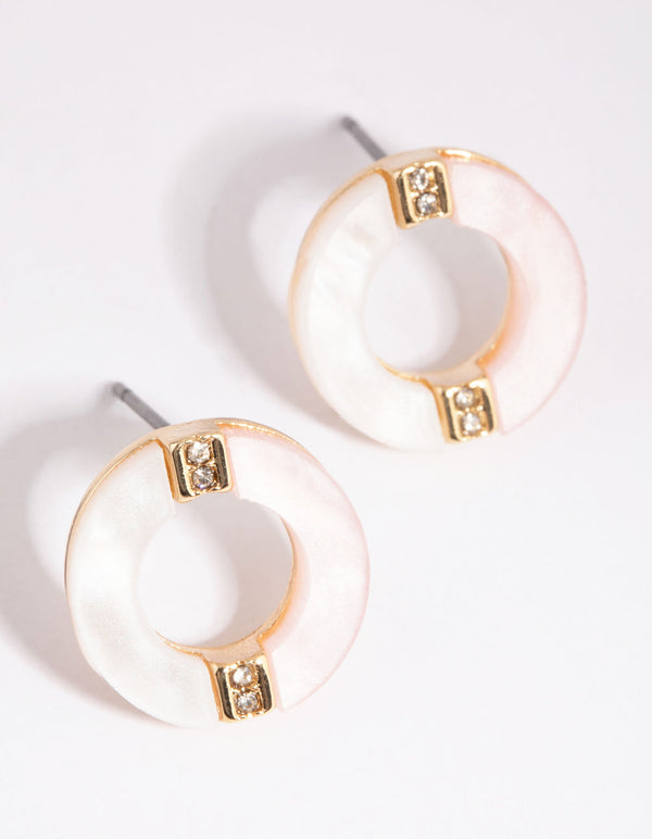 Gold Circle Stud Earrings