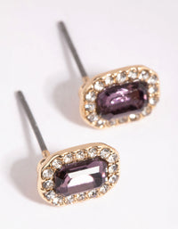 Purple Diamante Stud Earrings - link has visual effect only