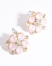 Pink Diamante and Daisy Stud Earrings - link has visual effect only