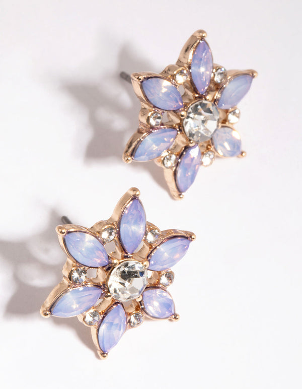 Purple Flower Stud Earrings