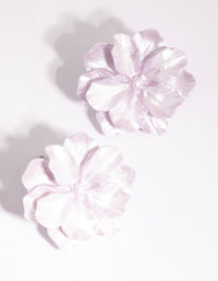 Matte Lilac Flower Stud Earrings - link has visual effect only