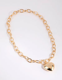 Gold Statement Heart Necklace - link has visual effect only