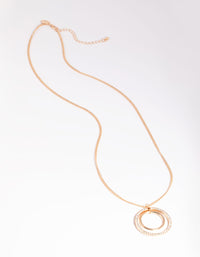 Lange ketting met gouden cirkel en diamanten - link has visual effect only