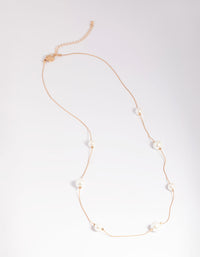 Gold Suspended Pearl Long Necklace - link has visual effect only