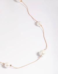 Gold Suspended Pearl Long Necklace - link has visual effect only