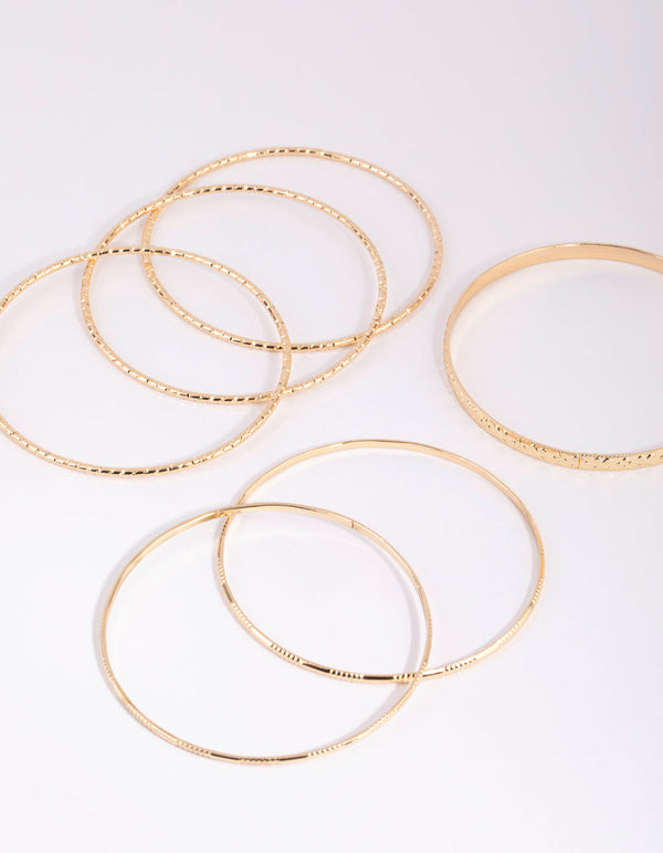 Gold Textured Bangle Pack